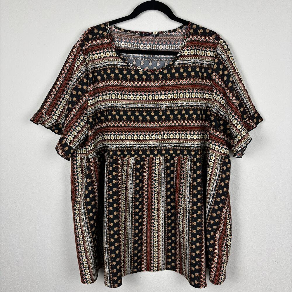 Bloomchic Boho Top 20 Peasant Festival Colorful Roomy Boxy Ruffled Lightweight